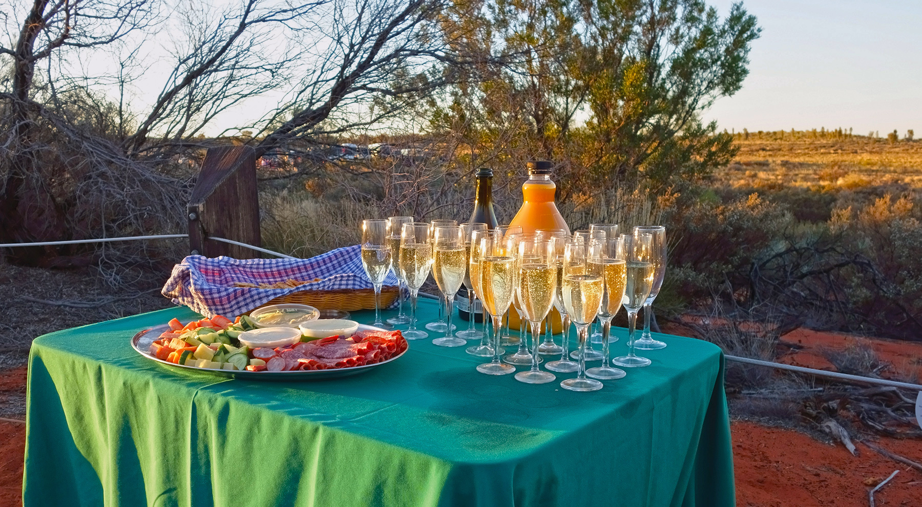 Uluru Sunset sparkling wine and nibbles